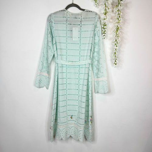NWT HEMANT & NANDITA Embroidered Belted Midi Dress