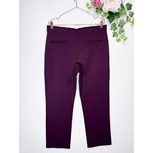 Quince Ultra-Stretch Ponte Straight Leg Pant in Burgundy