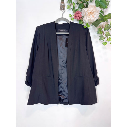 Torrid Studio Crepe Collarless Blazer in Deep Black