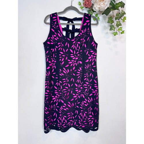 Shani Laser Cut Sheath Dress in Neon Pink