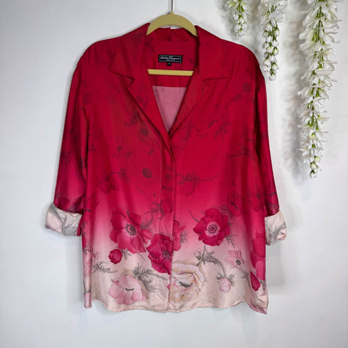 SALVATORE FERRAGAMO Vintage Ombre Floral Blouse
