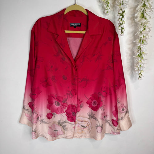 SALVATORE FERRAGAMO Vintage Ombre Floral Blouse