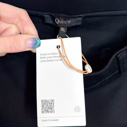 Quince Ultra-Stretch Ponte Straight Leg 4-Pocket Pant in Black