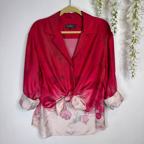 SALVATORE FERRAGAMO Vintage Ombre Floral Blouse