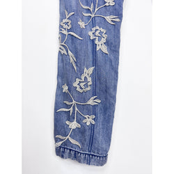 Johnny Was Leroile Embroidered Cargo Pants in Chambray Blue