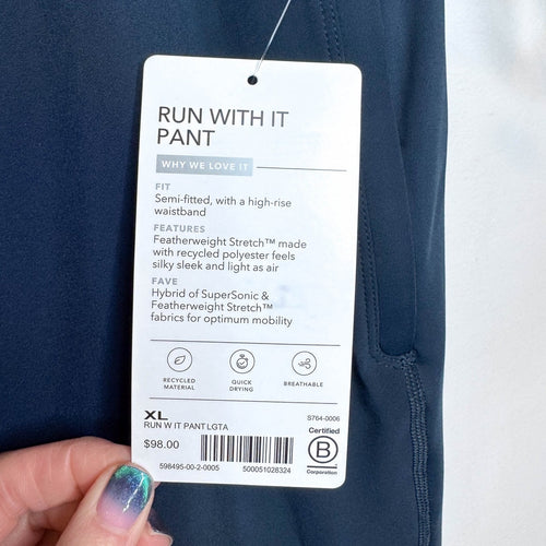 Athleta Run With It Pant in Teal Blue