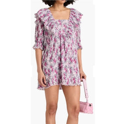 GANNI Georgette Babydoll Mini Dress