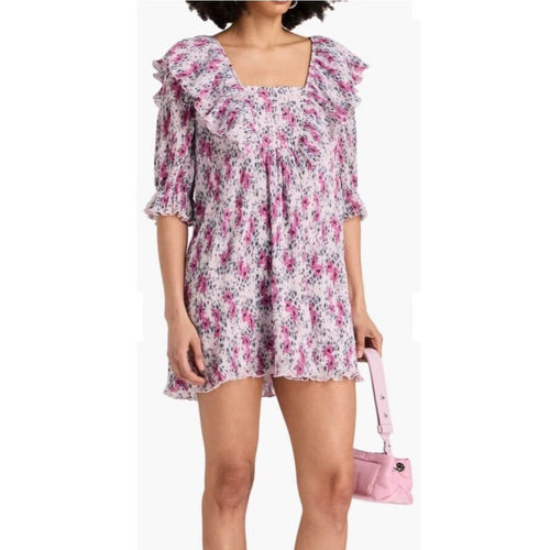 GANNI Georgette Babydoll Mini Dress