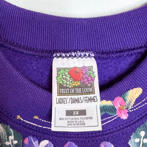 VINTAGE FRUIT OF THE LOOM Hand Painted Floral Sweatshirt