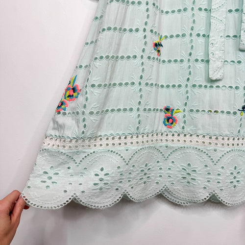 NWT HEMANT & NANDITA Embroidered Belted Midi Dress