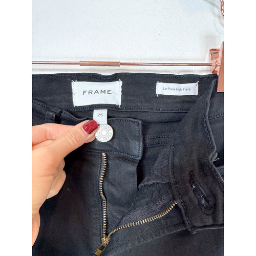 Frame Denim Le Pixie High Flare Jeans in Film Noir