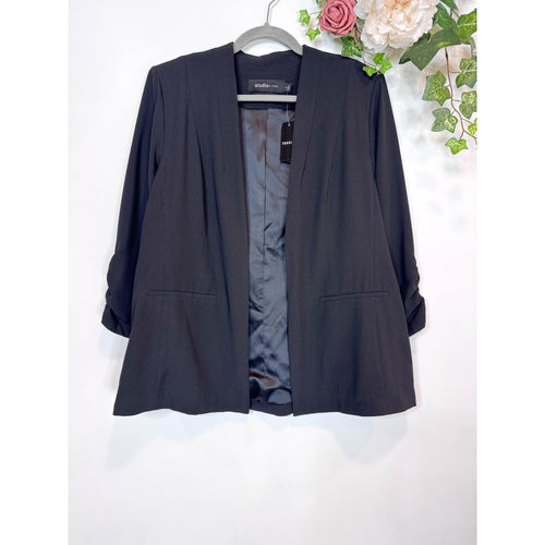 Torrid Studio Crepe Collarless Blazer in Deep Black