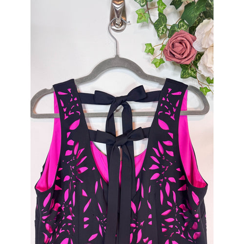 Shani Laser Cut Sheath Dress in Neon Pink