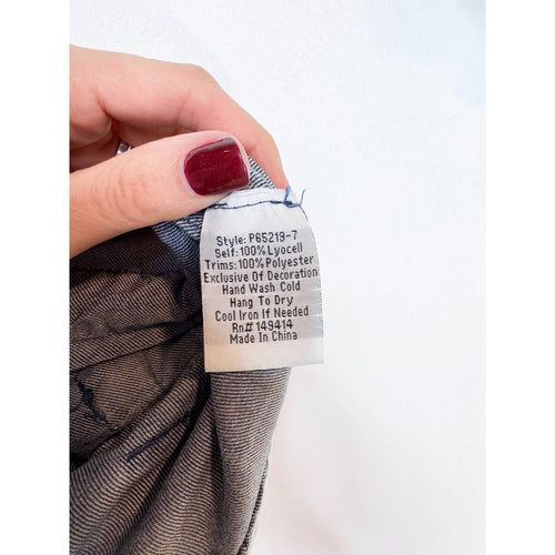 Johnny Was Leroile Embroidered Cargo Pants in Chambray Blue