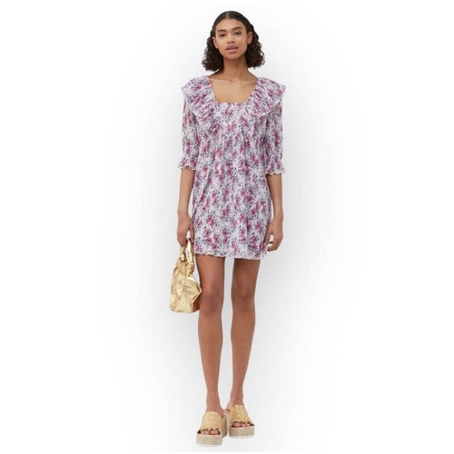 GANNI Georgette Babydoll Mini Dress