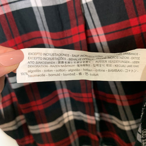Zara Plaid Flannel Pearl Button Down Shirt