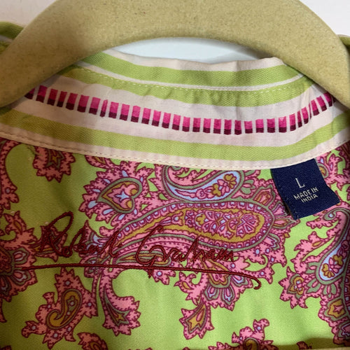 Robert Graham Striped Button Down Shirt Paisley Cuffs