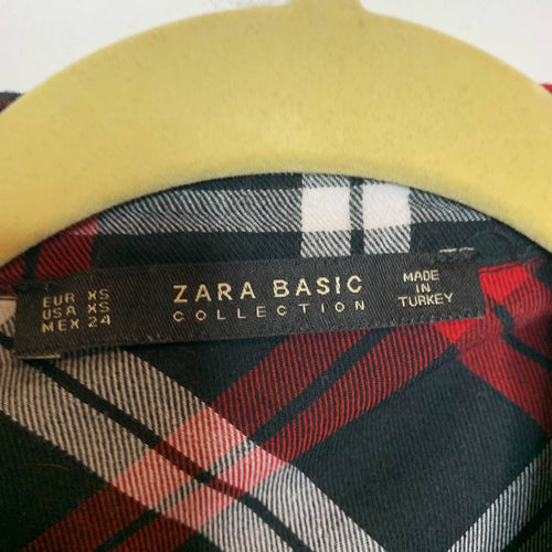 Zara Plaid Flannel Pearl Button Down Shirt
